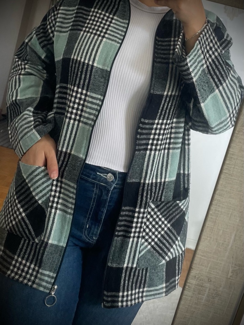 White Ribbed Tee & Plaid Flannels Bundle